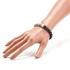 Synthetic Howlite & Natural Lava Rock Round Beaded Stretch Bracelet with Alloy Paw Print BJEW-JB07843-5