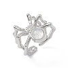 Spider Natural Rainbow Moonstone Cuff Rings RJEW-G273-02P-06-4