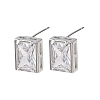 Brass Micro Pave Clear Cubic Zirconia Stud Earrings EJEW-C174-02D-P-4