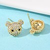 Brass Micro Pave Clear Cubic Zirconia Stud Earrings EJEW-F400-26B-G-2