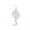 Dyed Natural Selenite Planet Pendants PALLOY-JF03769-01-3
