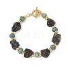 Raw Rough Natural Iolite & Dyed White Jade Beaded Bracelets for Women BJEW-JB14443-3