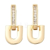 Brass Clear Cubic Zirconia U-Shaped Hoop Earrings EJEW-Q016-20G-2