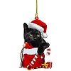 Christmas Cat Shape Acrylic Pendant Decoration HJEW-E007-01G-01-1