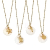 Summer Beach Natural Carved White Shell & 304 Stainless Steel Sea Animals Pendant Satellite Chain Necklaces NJEW-JN06505-2