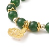Natural Gemstone Beaded Stretch Bracelet with Glass Rabbit Charms for Women BJEW-JB09093-6