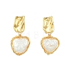 Brass with Natural Pearl Stud Dangle Earrings EJEW-JE07234-3