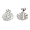 Rack Plating Shell Shape Brass Pave Clear Cubic Zirconia Stud Earrings for Women EJEW-Z059-07P-2