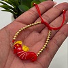 Marine Animal Dolphin Glass & Brass Beads Braided Bead Bracelets OC7969-3-2