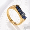 Rectangle Natural Lapis Lazuli Chips Finger Rings RJEW-D303-02G-03-4