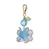 Flower Synthetic Moonstone & Glass Pendant Decorations HJEW-TA00337-02-2
