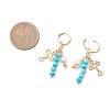 Natural Persian Jade Cross Hoop Earrings EJEW-JE06727-5