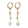 Valentine's Day Heart 202 Stainless Steel & Natural Trochus Shell Hoop Earrings EJEW-JE07078-1