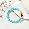 Synthetic Turquoise & Natural Carnelian & Obsidian & Dyed Malaysia Jade Beaded Stretch Bracelets for Women BJEW-JB14051-02-1