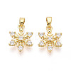 Brass Micro Pave Clear Cubic Zirconia Charms KK-N259-16G-1