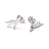 Wolf 304 Stainless Steel Stud Earrings for Women EJEW-Z017-13P-2