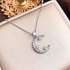 Brass Micro Pave Clear Cubic Zirconia Pendant 304 Stainless Steel Cable Chain Necklaces for Women WG79B21-10-1
