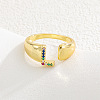 Brass Micro Pave Colorful Cubic Zirconia Cuff Open Rings FS-WG163C1-12-1