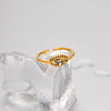 Adjustable 304 Stainless Steel with Cubic Zirconia Cuff Open Rings for Women LS-DT5559-1