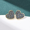 Heart Brass Micro Pave Cubic Zirconia Stud Earrings EJEW-H178-01G-02-2