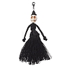 Halloween Cotton Threads Tassel & Synthetic Turquoise Skull Pendant Decorations HJEW-JM03757-01-2