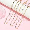 Natural & Synthetic Mixed Gemstone Faceted Round Beads Handmade Link Chain Necklaces with 316 Stainless Steel Chains NJEW-JN06059-1