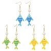 304 Stainless Steel with Glass Cylinder Seed Beads Dangle Earrings EJEW-MZ00815-2