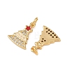 Christmas Brass Micro Pave Cubic Zirconia Enamel Charms KK-L255-19G-06-2
