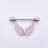 304 Stainless Steel Clear Cubic Zirconia Wings Nipple Rings WG994A5-07-1