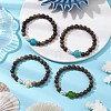 Synthetic Howlite & Turquoise Beaded Stretch Bracelets BJEW-JB111343-2