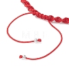 Natural White Moonstone & Red Jasper & Natural Carnelian & Dyed Strawberry Quartz Round Beads Braided Bead Bracelets for Women BJEW-JB12917-07-4