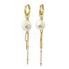 Flat Round 304 Stainless Steel Tassel Hoop Earrings EJEW-JE07009-3