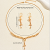 Vintage Brass Round Beaded Tassel Necklace & Earrings for Women KK0094-5