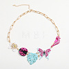Spring Summer Acrylic Rhinestone Pendant Bib Necklaces for Women WG872E8-02-3