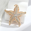 Starfish Alloy Rhinestone Lapel Pins for Backpack Clothes JEWB-H032-01G-1