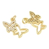Brass Micro Pave Clear Cubic Zirconia Charms KK-D218-26G-06-2