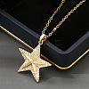 Brass Micro Pave Clear Cubic Zirconia Star Pendant Necklaces for Women FS-WG16544-01-2