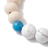 Wood Beads Stretch Couples Bracelets BJEW-JB11289-02-3