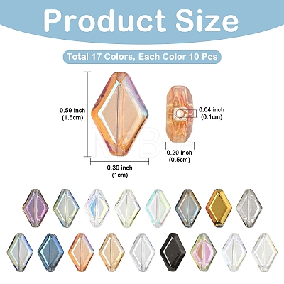 170Pcs 17 Colors Electroplate Glass Beads EGLA-YW0005-59-1