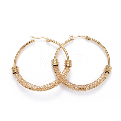 304 Stainless Steel Big Hoop Earrings EJEW-L232-032C-G-1