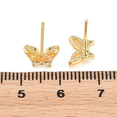 Brass Micro Pave Cubic Zirconia Stud Earrings for Women KK-A305-06G-03-1