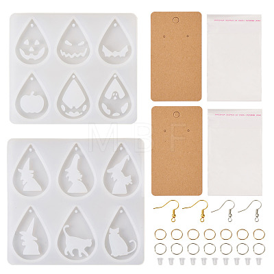  2Pcs 2 Style Halloween Teardrop Pendant Silicone Molds DIY-TA0004-99-1