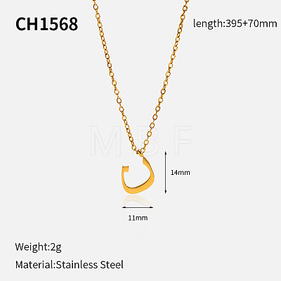 304 Stainless Steel Arabic Initial Letter Pendant Necklaces FS-WG7B6CA-03-1