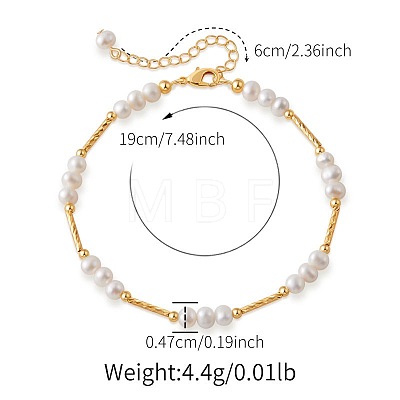 Natural Freshwater Pearl Potato Beaded Brass Tube Link Bracelets for Women TP7024-1-1