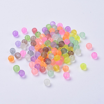 Transparent Frosted Glass Beads FGLA-R001-4mm-M-1