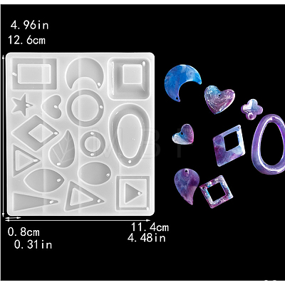 DIY Geometrical Shape Pendant Silicone Molds DIY-YW0008-06-1