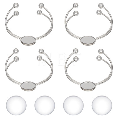 Unicraftale 4Pcs 304 Stainless Steel Double Wire Cuff Bangle Makings STAS-UN0046-18-1