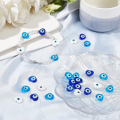 30Pcs 3 Colors Handmade Evil Eye Lampwork Beads Strands LAMP-FH0001-10-1