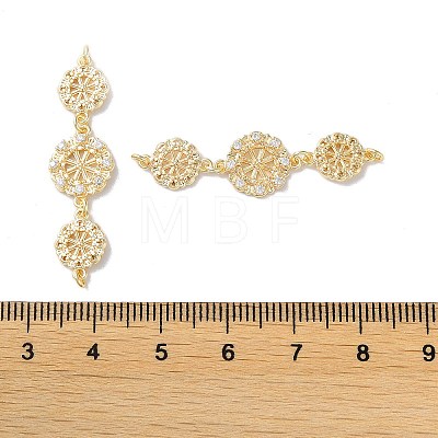 Brass Pave Clear Cubic Zirconia Connector Charms KK-F867-42G-1