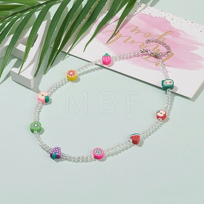Colorful Polymer Clay Fruit Kids Beaded Necklaces NJEW-JN03288-1